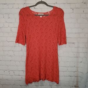Dress Barn open knit short sleeves pink sweater